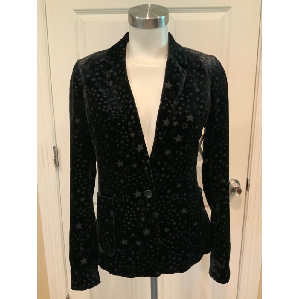 Marciano Black Velvet Star Blazer, Size 0